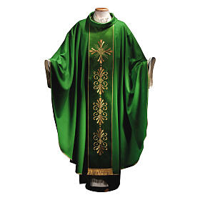Liturgical Chasuble in pure wool with embroidered cross on gallon Gamma