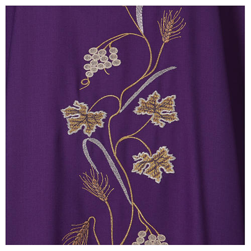 Chasuble with grapes leaves applique and ears of wheat, 100% wool Gamma 2