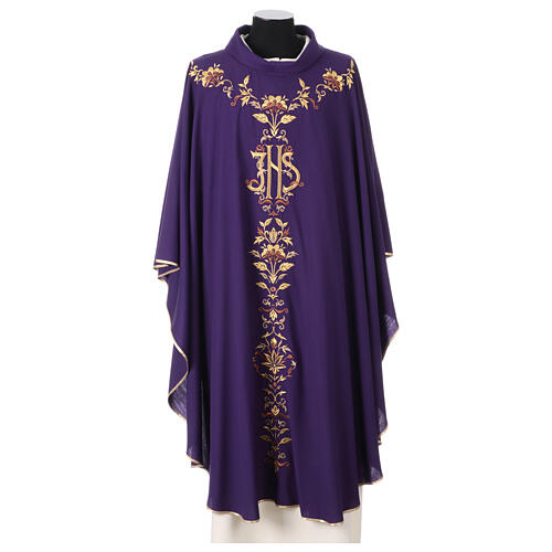 Chasuble in pure wool with fine embroidery on the front Gamma 5