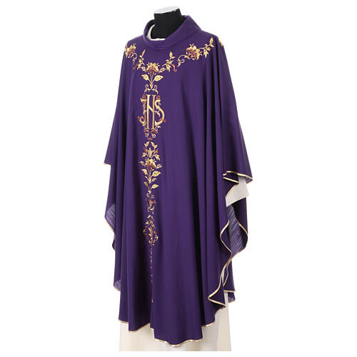 Chasuble in pure wool with fine embroidery on the front Gamma 9