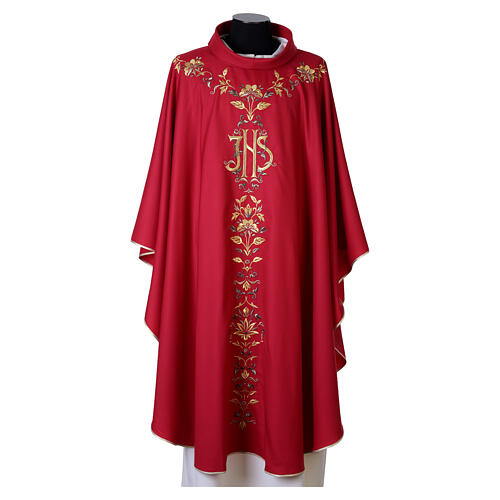 Chasuble in pure wool with fine embroidery on the front Gamma 6
