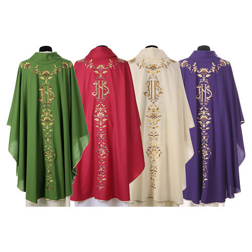 Chasuble in pure wool with fine embroidery on the front Gamma 17