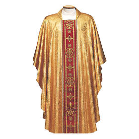 Messgewänder: Goldene Kasel Mittelstab Nadelgestickt