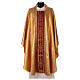 Chasuble in broderie fabric with red gallon, gold Gamma s1