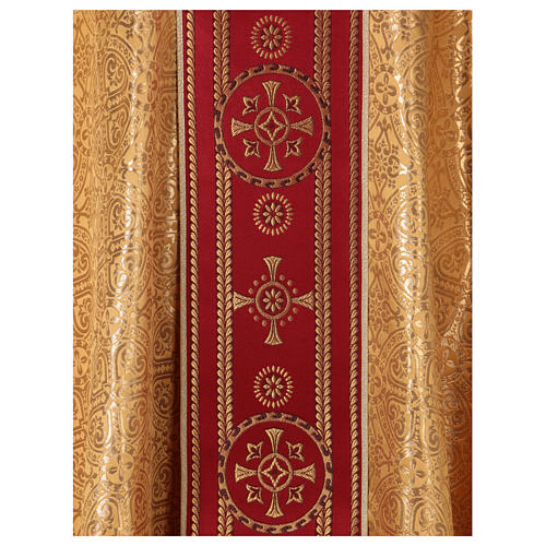 Gold Chasuble in broderie fabric with red gallon Gamma 2