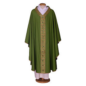 Chasuble with golden braided neckline and banding, 100% wool Gamma