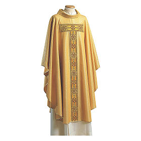 Messgewänder: Goldene Kasel mit gestickerten Tresse Polyester und Lurex