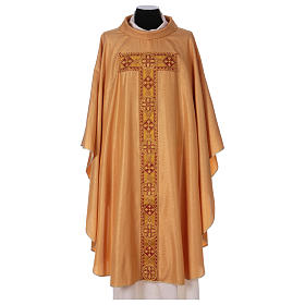 Chasuble in wool and polyester with gallon directly applied on the front Gamma