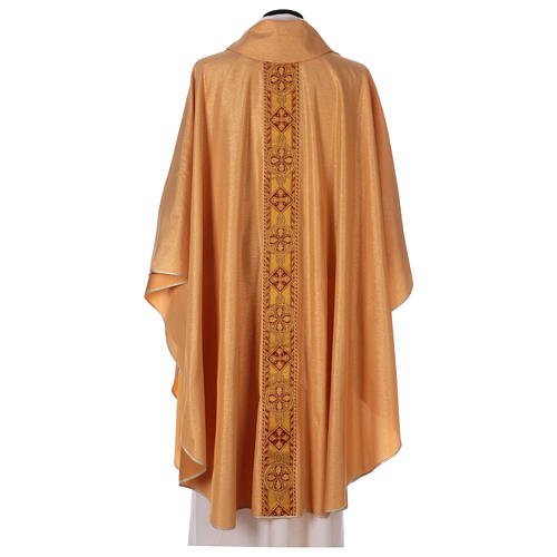 Chasuble in wool and polyester with gallon directly applied on the front Gamma 3