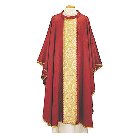Chasuble in damask fabric with brocade gallon Gamma