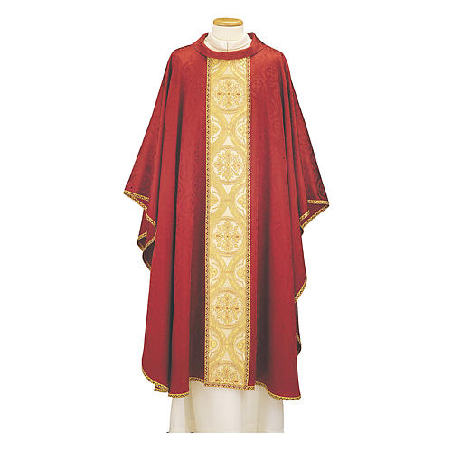 Chasuble in damask fabric with brocade gallon Gamma 1