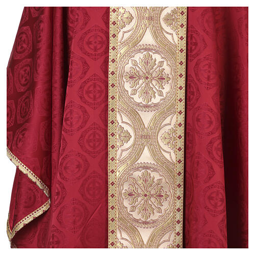 Chasuble en précieux tissu damassé 100% acétate bande centrale brocart Gamma 4