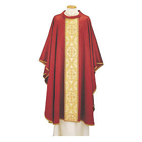 Monastic Chasuble in damask fabric with brocade gallon Gamma