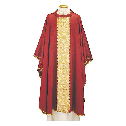 Monastic Chasuble in damask fabric with brocade gallon Gamma 2