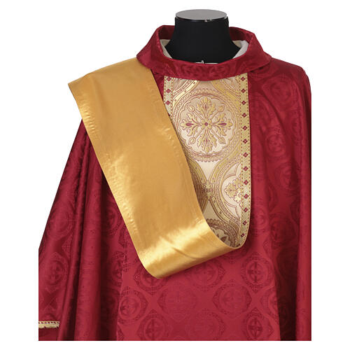 Monastic Chasuble in damask fabric with brocade gallon Gamma 7