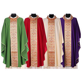 Chasuble in pure wool with lampas gallon and neckline Gamma