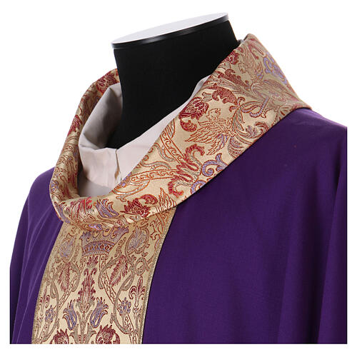 Chasuble in pure wool with lampas gallon and neckline Gamma 2