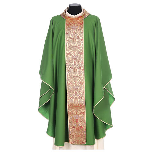 Chasuble in pure wool with lampas gallon and neckline Gamma 3