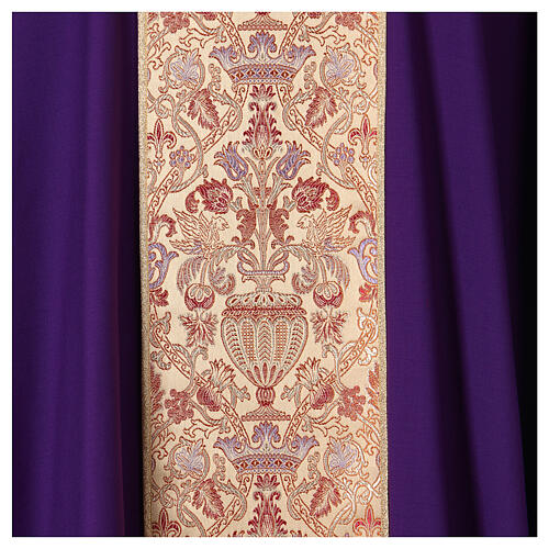 Chasuble in pure wool with lampas gallon and neckline Gamma 4