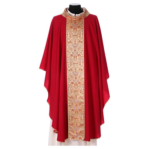 Chasuble in pure wool with lampas gallon and neckline Gamma 5