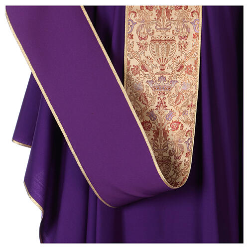 Chasuble in pure wool with lampas gallon and neckline Gamma 6