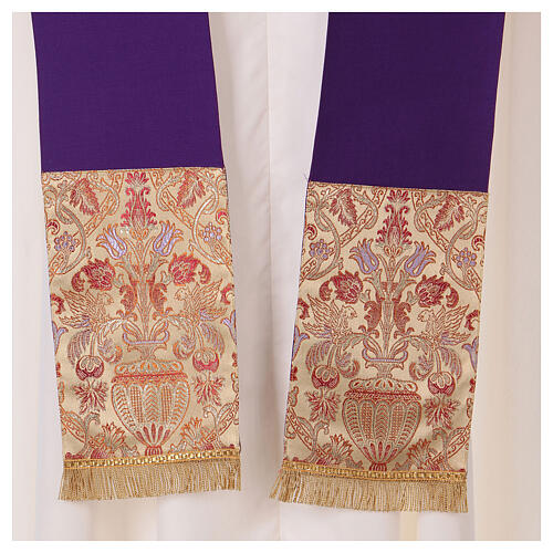 Catholic Priest Chasuble in pure wool with lampas gallon and neckline Gamma 13