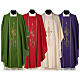 Chasuble in polyester with machine-embroidered cross and wheat Gamma s1