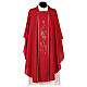 Chasuble in polyester with machine-embroidered cross and wheat Gamma s5