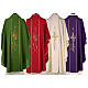 Chasuble in polyester with machine-embroidered cross and wheat Gamma s10