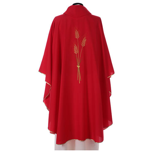 Chasuble in polyester with machine-embroidered wheat on the front Gamma 3