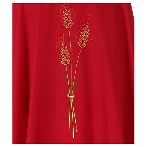 Chasuble in polyester with machine-embroidered wheat on the front Gamma 4