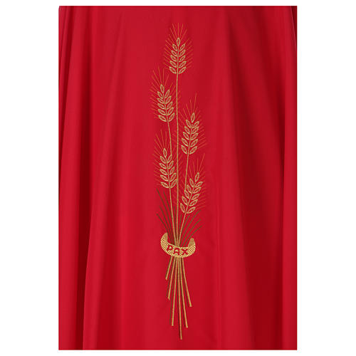 Sacred Chasuble in polyester with machine-embroidered wheat on the front Gamma 2