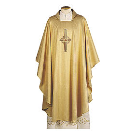 Messgewänder: Goldene Kasel Kreuz Stickerei Polyester