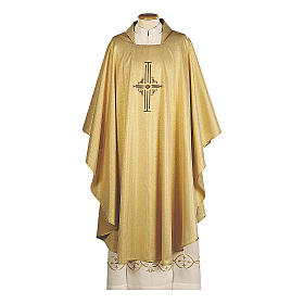 Messgewänder: Goldene Kasel Kreuz Stickerei Polyester