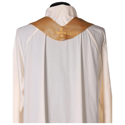 Chasuble in polyester with machine-embroidered cross on the front, gold Gamma 6