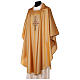 Chasuble in polyester with machine-embroidered cross on the front, gold Gamma s3