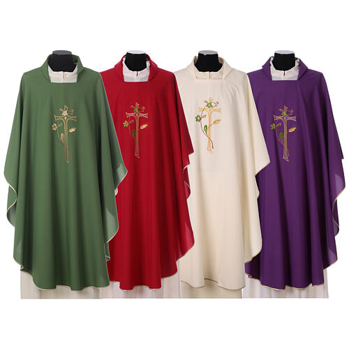 Chasuble in polyester with machine-embroidered cross Gamma 6