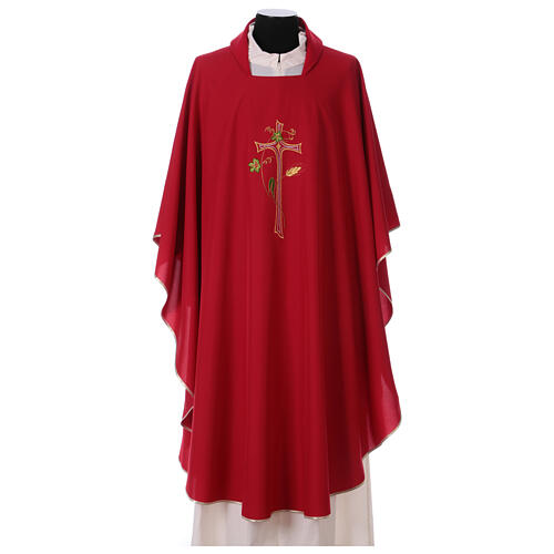 Chasuble in polyester with machine-embroidered cross Gamma 10