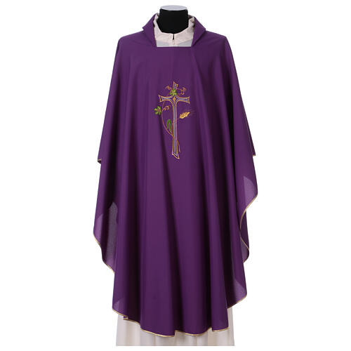 Chasuble in polyester with machine-embroidered cross Gamma 14