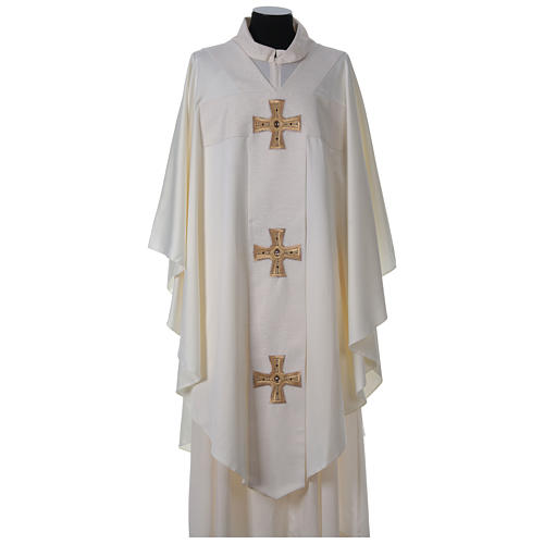 Chasuble with embroidered crosses and stones,100% polyester 5
