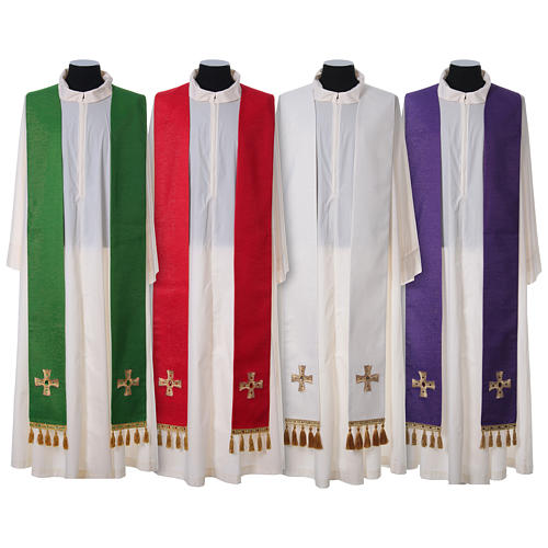 Chasuble with embroidered crosses and stones,100% polyester 7