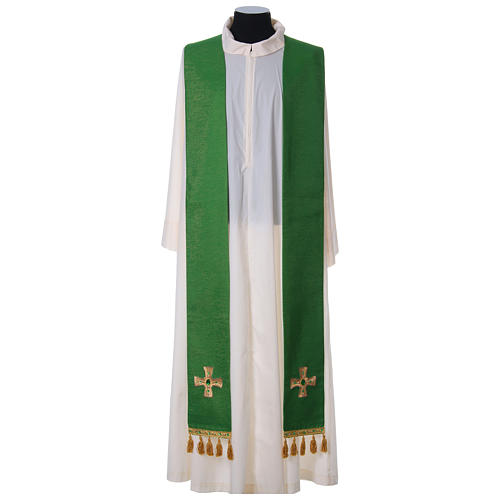 Chasuble with embroidered crosses and stones,100% polyester 8