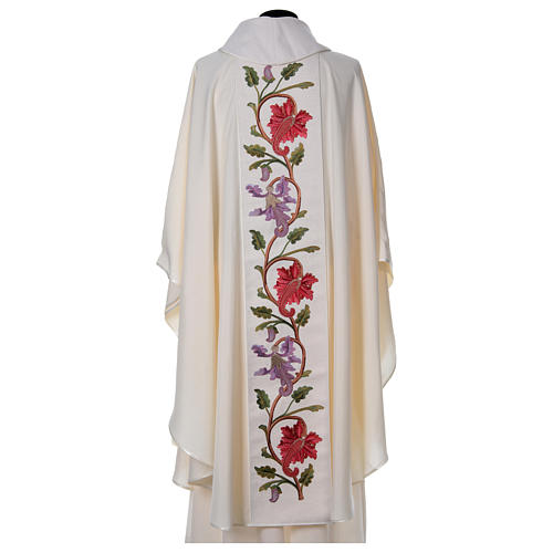 Chasuble with IHS and flower embroidery 3
