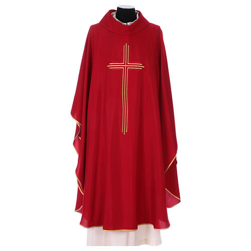 Chasuble pour rites liturgiques polyester croix 4