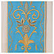 STOCK Ivory Chasuble in pure wool with light blue orphrey machine embroidered Gamma s2