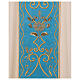 STOCK Ivory Chasuble in pure wool with light blue orphrey machine embroidered Gamma s4