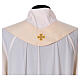 STOCK Ivory Chasuble in pure wool with light blue orphrey machine embroidered Gamma s7