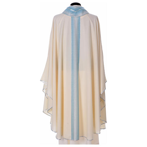 STOCK Casulla marfil de pura lana con decoración azul Gamma 4