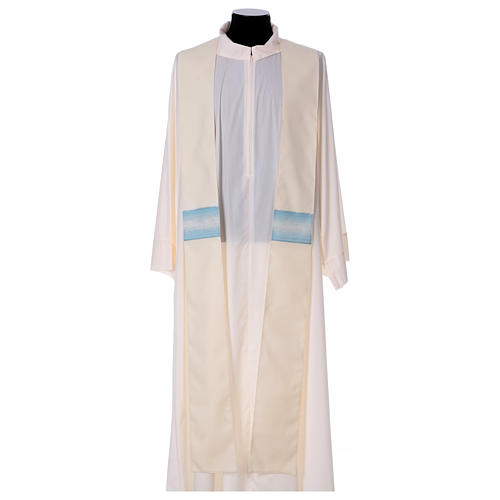 STOCK Casulla marfil de pura lana con decoración azul Gamma 5