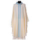 STOCK Chasuble ivoire en pure laine avec décoration bleu ciel Gamma s1